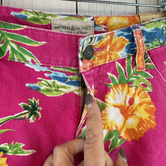 NWT Denim & Supply Ralph Lauren Pink Tropical Floral Mini Denim Shorts Size 30 - Picture 6 of 16